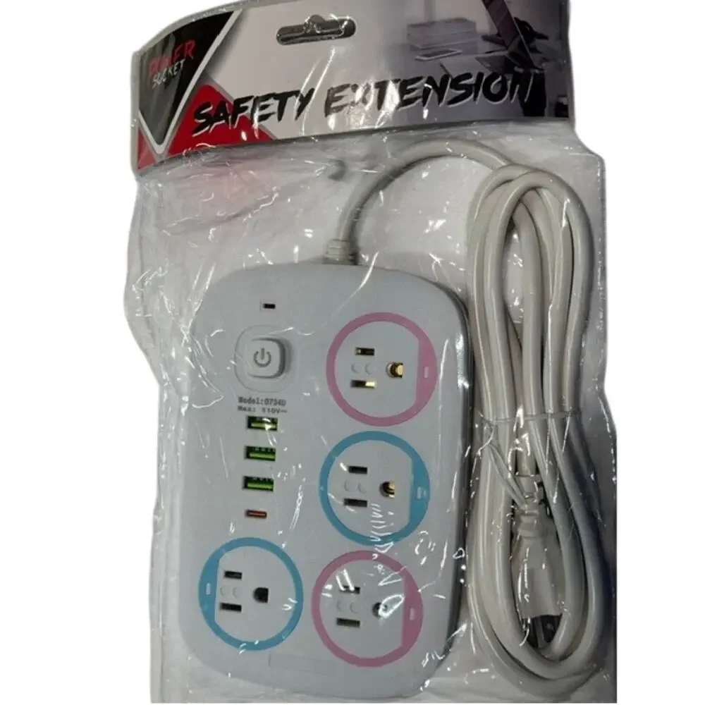 Power Strip Surge Protector USB Charging Station 4 AC Type-C & USB Ports On/Off